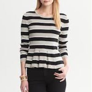 Banana Republic Striped Peplum Pleated Sweater M